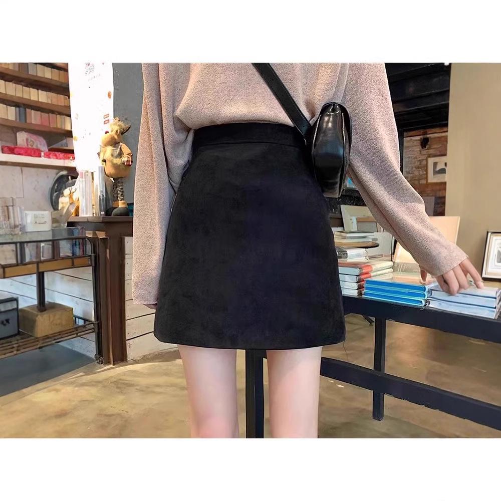 

2024 Women s High Waist Deerskin Velvet Bodycon A-Line Skirt - Slimming, Versatile, Retro Style for Spring & Autumn XS [70-80 lbs]