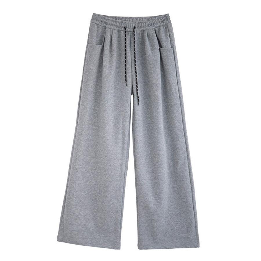 

Красные широкие брюки для женщин, осенние брюки прямого покроя с высокой талией, облегающие повседневные длинные брюки до пола XL серый