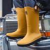 Non-slip High Tube Rain Shoes Men's Medium Tube Warm Bundle Rain Boots Waterproof Shoes Kitchen Rubber Shoes Car Wash Fishing Shoes Water Boots