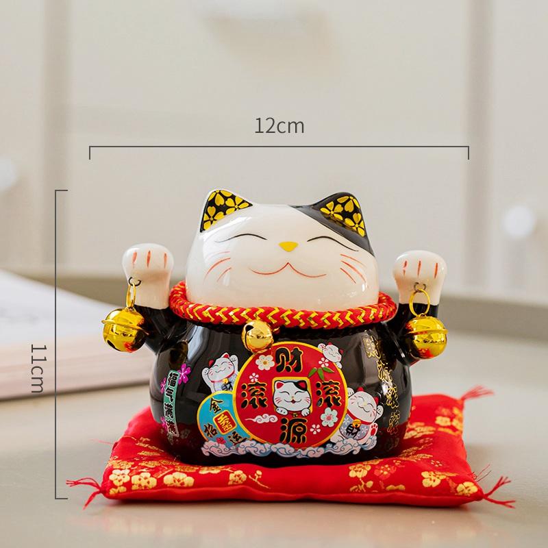 Gatto Portafortuna Maneki Neko in Ceramica da 4,5 Pollici Salvadanaio Gatto Colorato della Fortuna Decorazione per la Casa Regalo Ornamento Feng Shui