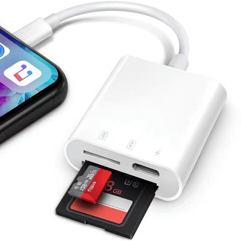 Top Seller SD Memory Card Reader 3 in 1 Card Reader PD Charging Writer for Apple IOS 8pin Smart Card Reader белый
