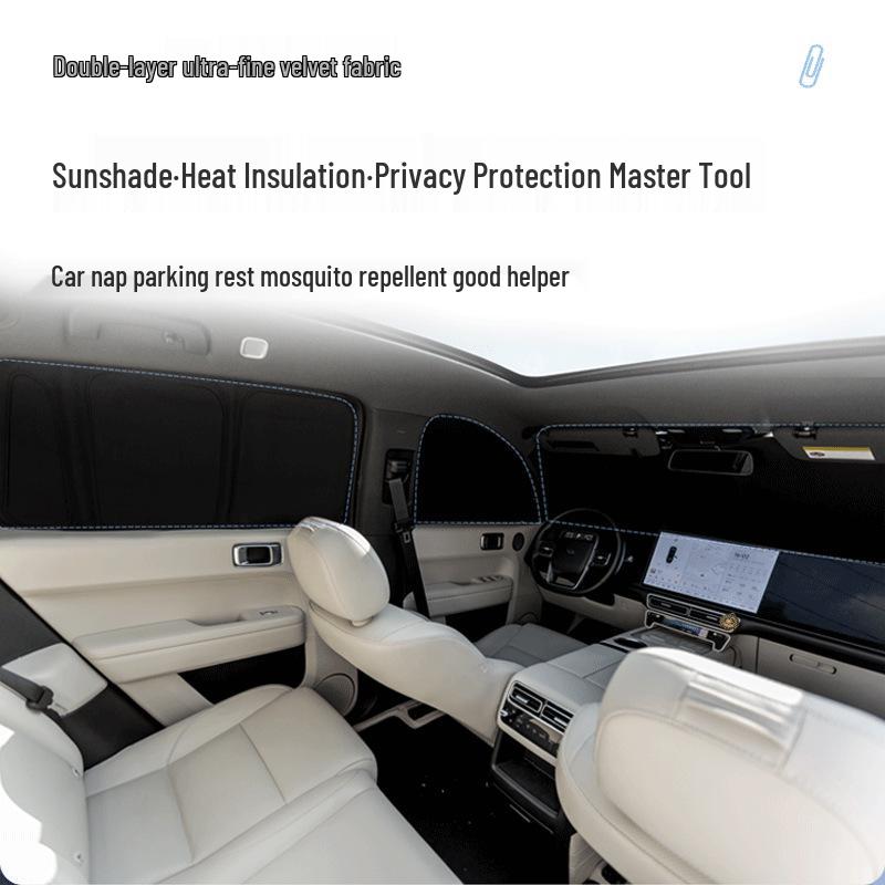 AITO M7/M8/M9 Privacy Sunshade Curtains: Microfiber Velvet, Sun Protection, Heat Insulation, for Car Windows