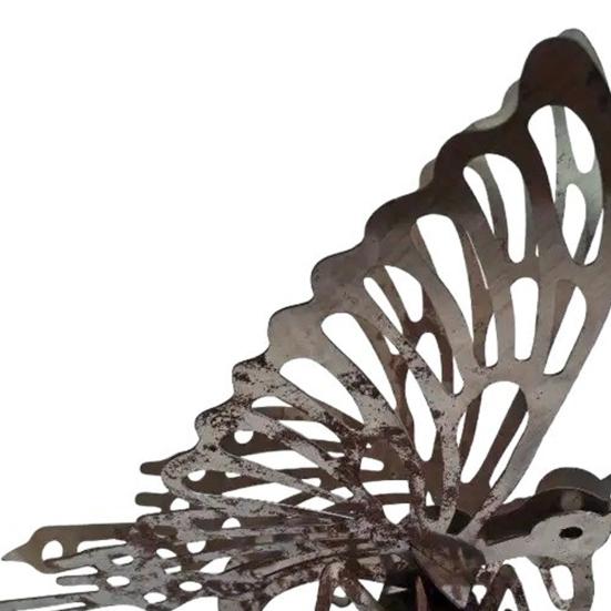 Rusty Butterfly Garden Ornament, Hollow Out Butterfly Silhouette Lawn Decoration, Butterfly Yard Statues Pathway Signs for Outside Patio Yard Lawn