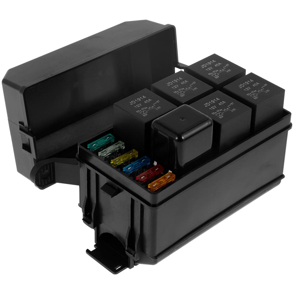 12V Fuse Relay Box 6 Slots 5Pin 4 Pin 40A Professional ATC/ATO Blade Fuses with Metal Terminals Waterproof Car Truck Fuse Box