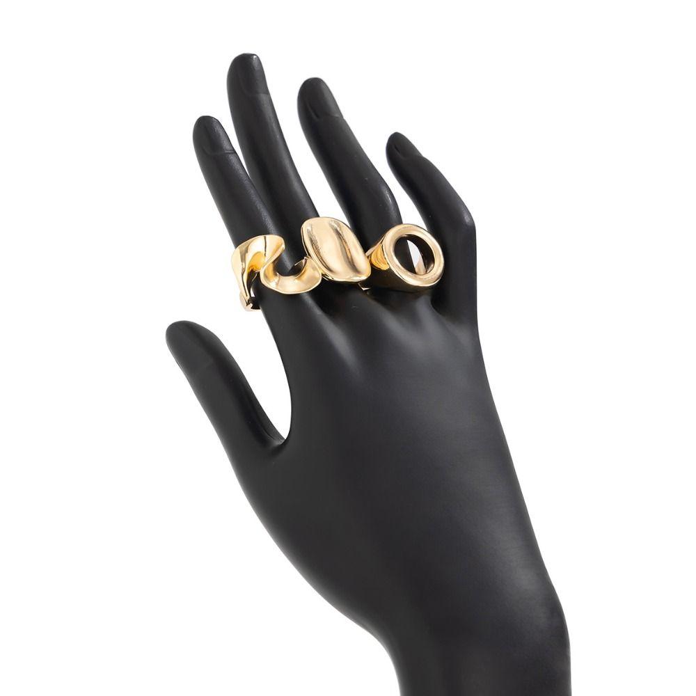 3pcs/set Goth Hollow Square Ring Personality Knuckle Joint Ring Fashion Irregular Open Ring  Couple