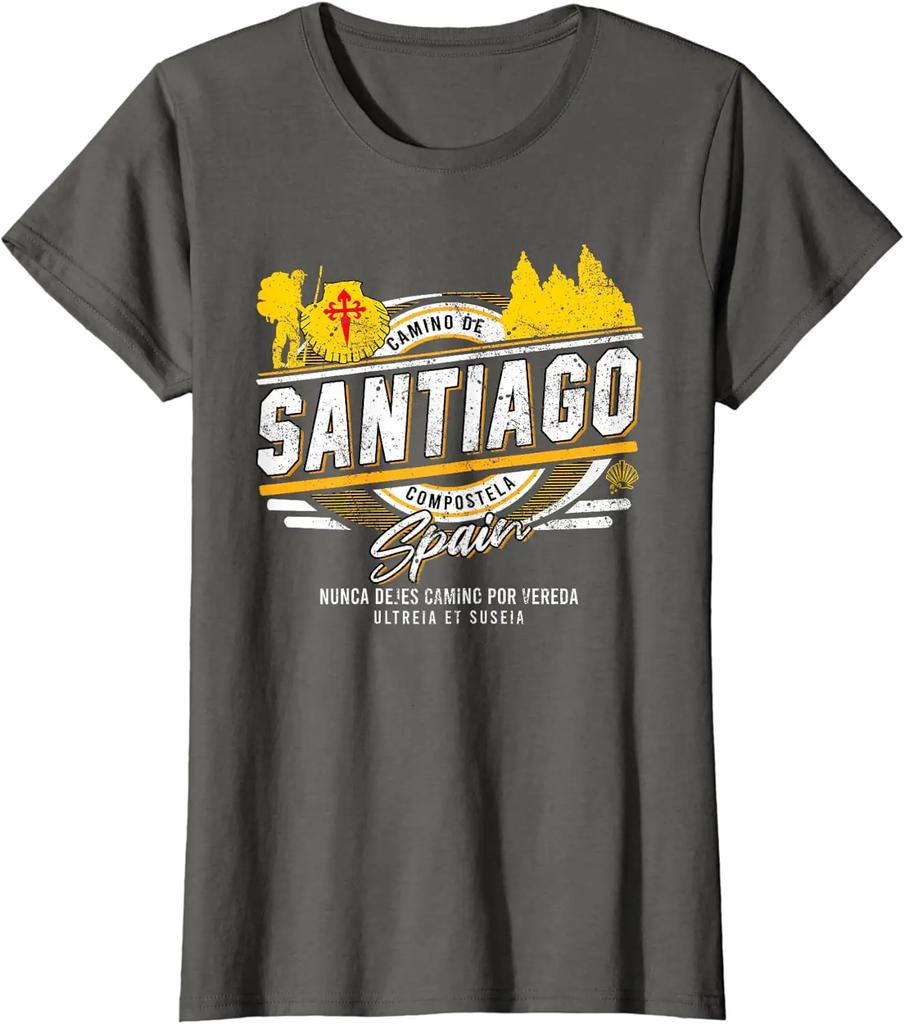 Camino De Santiago Spagna Pellegrino Buen Camino T-shirt Unisex Manica Corta Casual Cotone Girocollo T-shirt Estiva