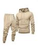 Men's Autumn Casual Hooded Sweatshirt & Solid Color Sweatpants Set