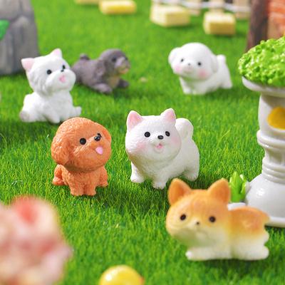 Cute Cartoon Mini Dog Resin Miniature Figurine Ornament Diy Home Decoration Accessories Kawaii Desktop Small Ornament Gifts