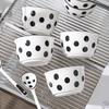 Hepburn-Style Polka Dot Korean Ceramic Bowl Set