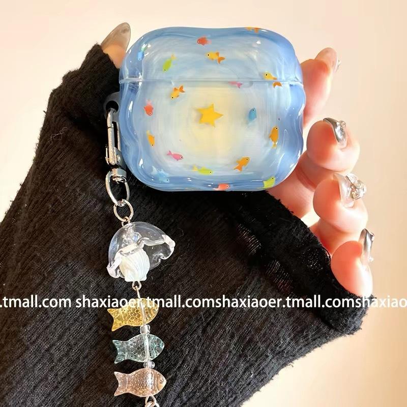 Blue whirlpool goldfish for AirPods 1 protective case airpodspro1 earphone cover new pro1 soft