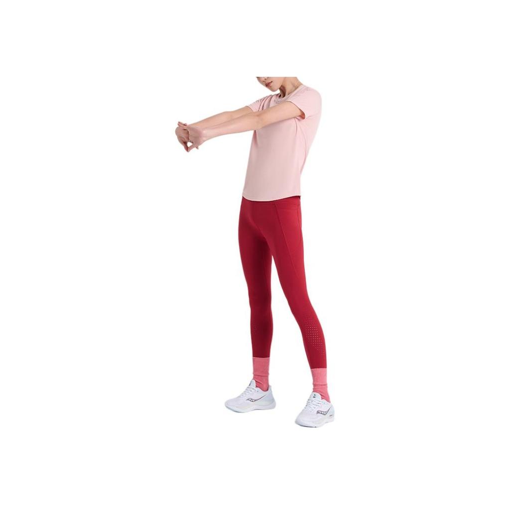 SAUCONY Solid Color Casual Tight Sports Long Pants Women Bottoms Red SC1229002-2
