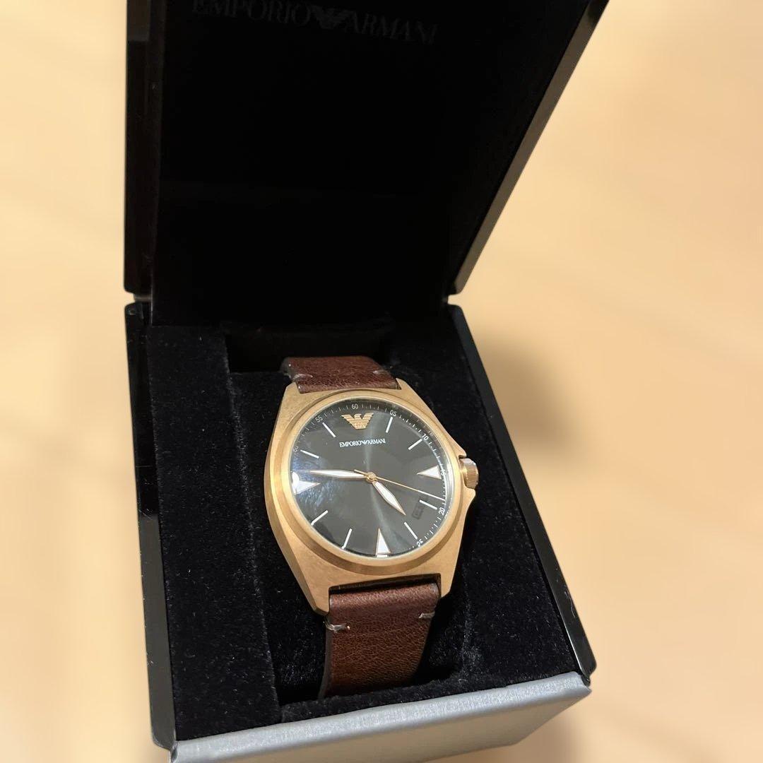 Used EMPORIO ARMANI Watch Quartz Brown Leather AR11258