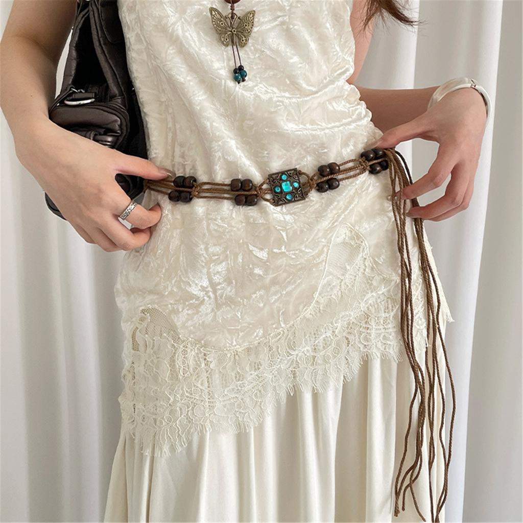 Ethnische Taillenkordel Gürtel Wachskordel Gürtel Damen Böhmische Quasten Taillenkordel Dekorative Taillenkette Für Reise Musikfestival