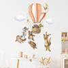 Cute Cartoon Animal Friends in Hot Air Balloon Wall Stickers, Self-Adhesive Adventure Decor for Kids Room Living Room Bedroom Decoration