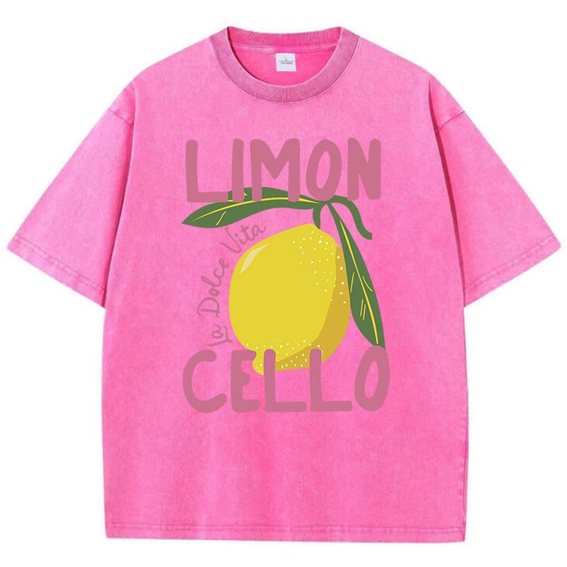 T-shirt da Donna Lavate con Stampa Frutta Limone Creativa Cotone Hip Hop T-shirt Sportive Casual YK Abbigliamento Estivo Oversize