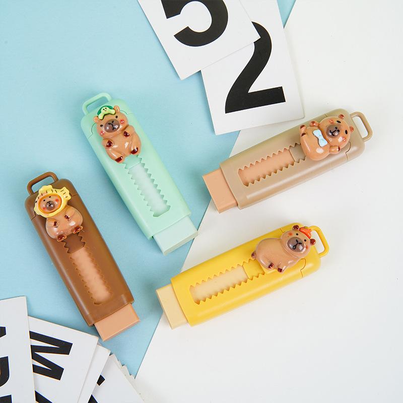 

Kawaii Capybara Retractable Rubber Eraser Random Color Cute Korean Stationery School Office Supplies for Back To School