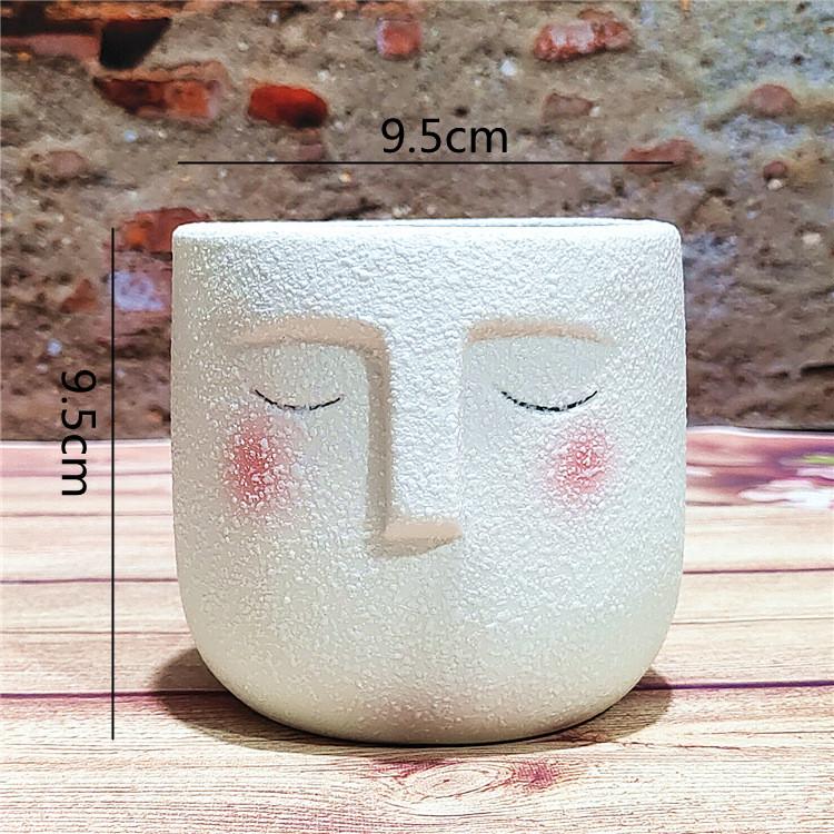 Ceramic Flower Pot Cartoon Face Shape Succulent Green Planting Container Cute Head Vase Garden Flowerpot Plantas Accesorios