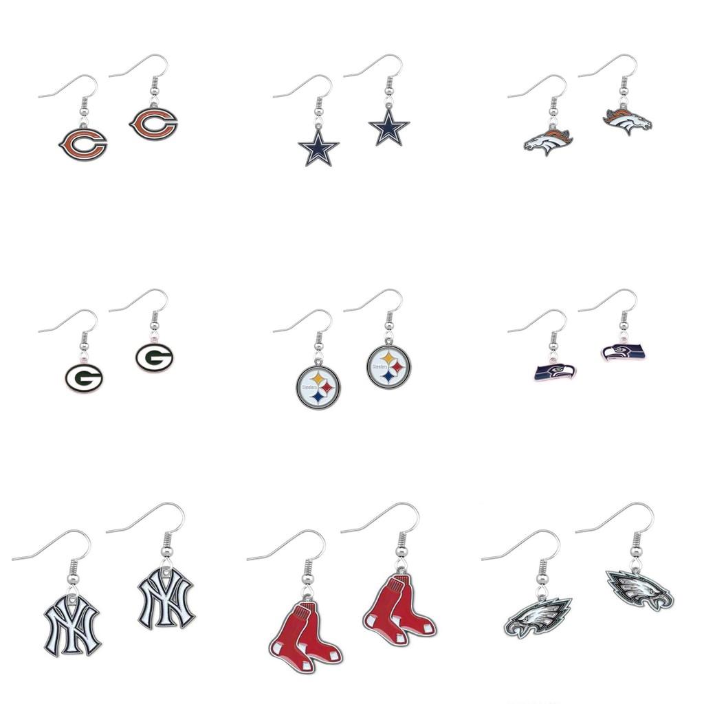 Steelers Heart Pendant Earrings With Crystals For Football Fans Women Jewelry