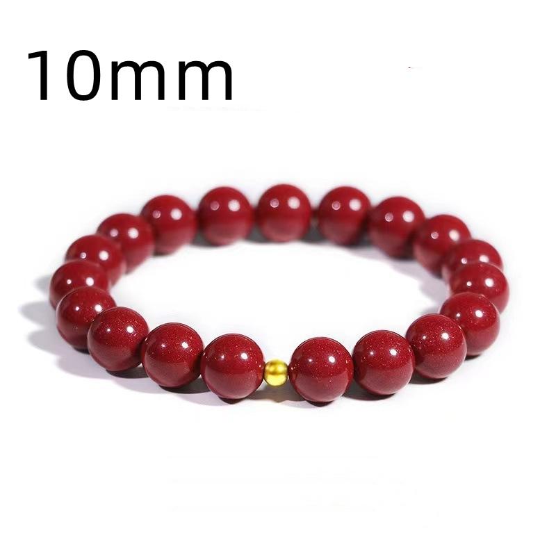 Lucky Imitation of Hotan Jade Cinnabar Red Gold Color Bead Natural Stone Beaded Bracelet for Women Bracelet Party Good Luck Gift