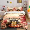 Raccoon Ramen Kunst Set Decor Zacht Comfortabel Dekbedovertrek Beddengoed Set Inbegrepen 1*Dekbedovertrek & 2*Kussenslopen, Cadeau