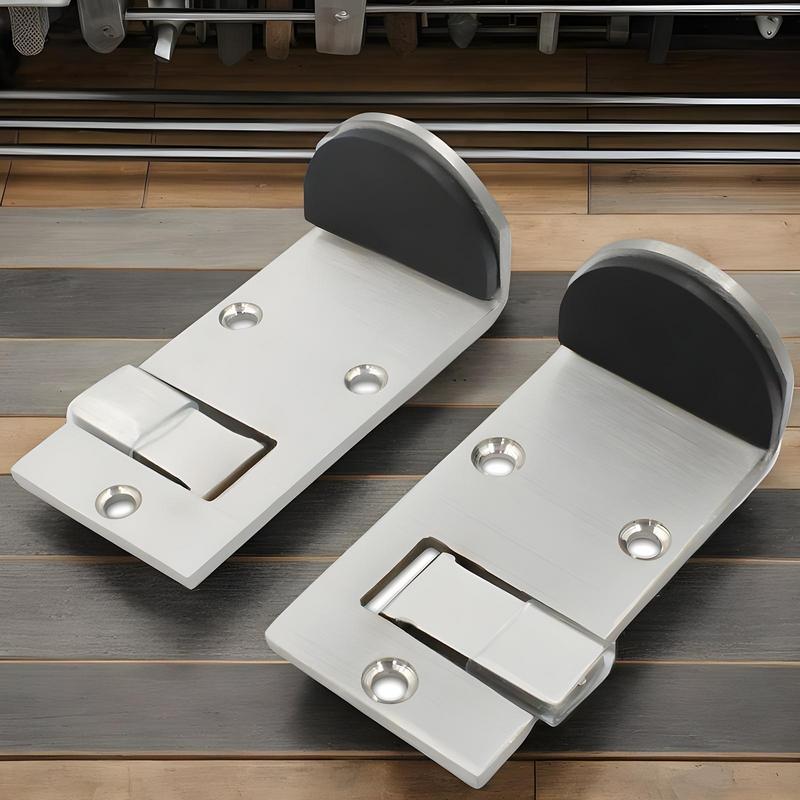 Floor Mount Door Stop Stainless Steel Door Stop 2 Pieces Safety Wedges With Rubber Pads For Apartment Travel Fast Food