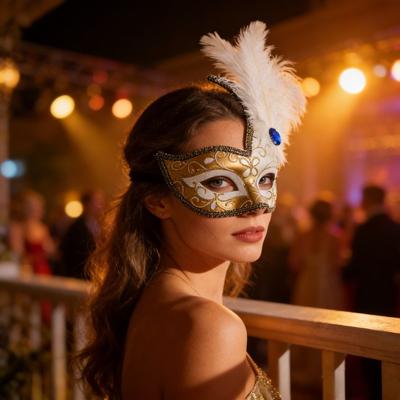 Elegant Women Venetian Feather Half Mask Masquerade Ball Eye Mask For Festival Party Stage Show And Cosplay Dress Up