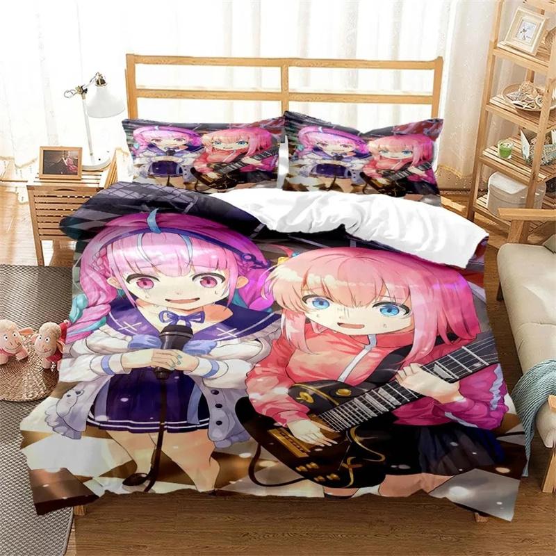 3D Print Bocchi the Rock Bedding Set,Duvet Cover Comforter Bed Set Quilt Cover Pillowcase,King Queen Twin Size Boys Girls Adults