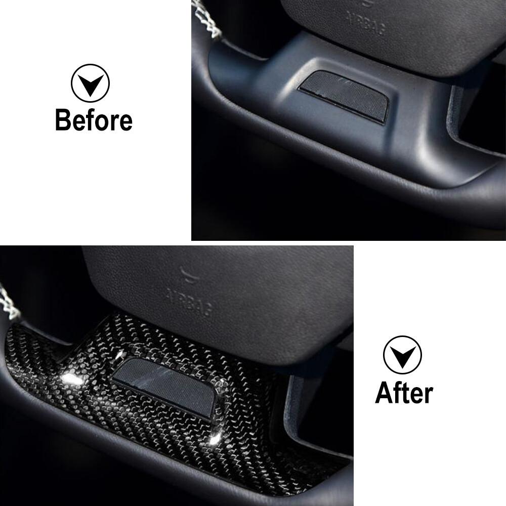 Car Steering Wheel Lower Trim Cover with Hole Fits Chevy Camaro 16+ Carbon Fiber