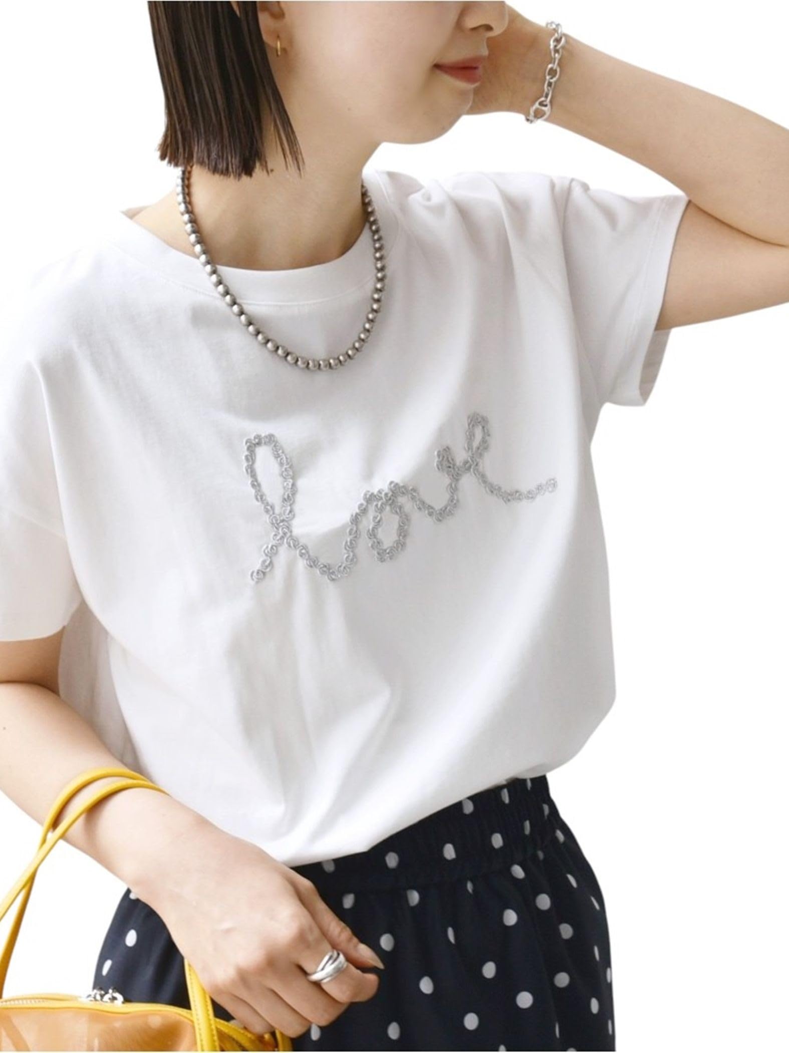 

Ships for Women Fancy Cord Embroidered Logo Tee 312330053 One Size Web-Exclusive Off-White