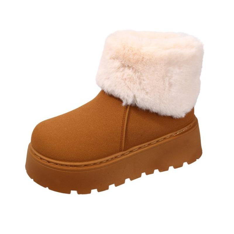Women's Plus-Size Thick-Soled Faux Suede Snow Boots - Winter, Fashionable, Height-Increasing, Thick and Warm