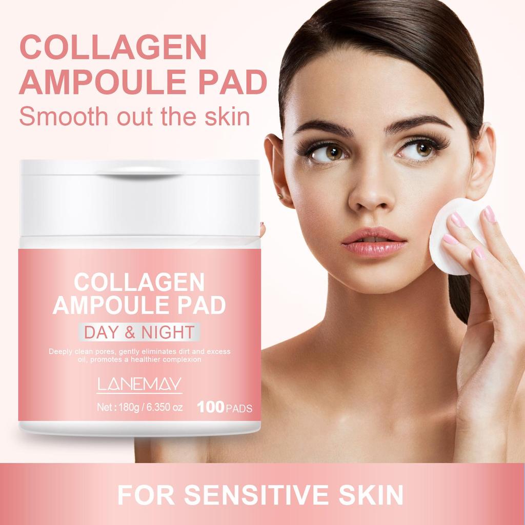 Płatki z Ampułką Kolagenową - Ujędrnianie Skóry & Przywracanie Elastyczności, Złuszczający & Oczyszczający Peelingujący Pad Na dzień i noc