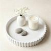 Round Decorative Tray for Coffee, Dining Table, Countertop, 3D Printed Scalloped Edge Serving Tray for Farmhouse, Kitchen, Home, Living Room