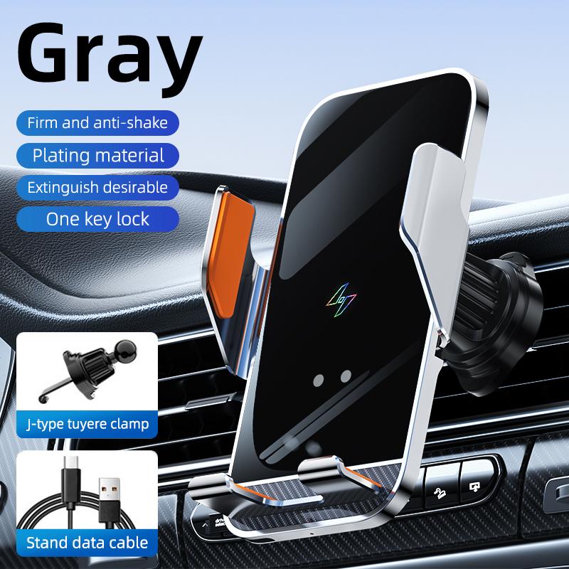 C8 Wireless Car Charger, 15 Watt Fast Charging Infrared Sensing Auto Clamping, Aluminum Alloy Body Car Charger Cell Phone Holder