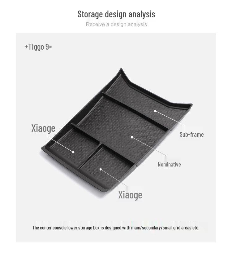 Tiggo 9X Center Console Storage Box: Compatible with 26 Models - Chery Lower Layer Interior Accessory