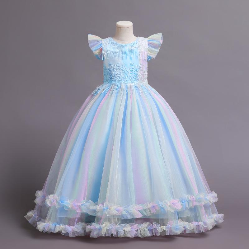 Floral Princess Ball Gown Dress for Girls 2-10 Years - Elegant Birthday/Party/Wedding Formal Dress with Petal Sleeves