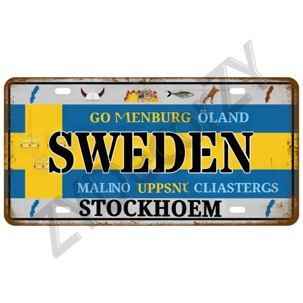 Retro Metal Tin Sign - Country License Plate for Home Bar Garage Man Cave Wall Decor