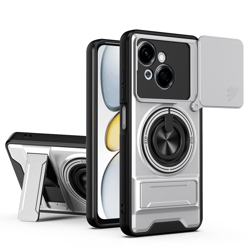KEYSION Magnetic Phone Case for TECNO Spark Go 1 1S 2025 Slide Camera Protection Upright Kickstand 360 Ring Shockproof Back Cover