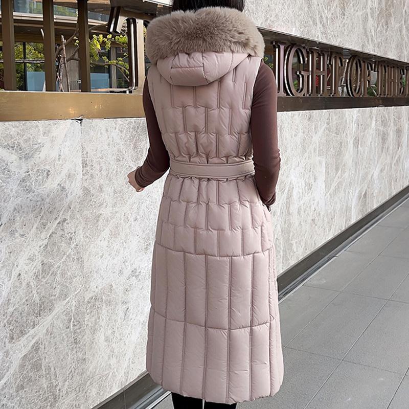 Fashion Winter Long Vest Woman Coats Elegant Thick Warm Sleeveless Parka Women's Jackets
