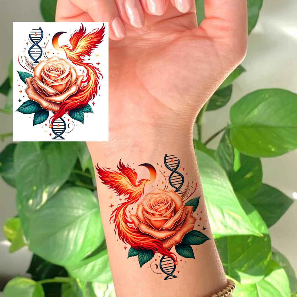 1 Sheet Rose Butterfly Flower Temporary Tattoos For Women Hand Arm, Fake Tattoo Sticker Waterproof Long Lasting Realistic Tatoos
