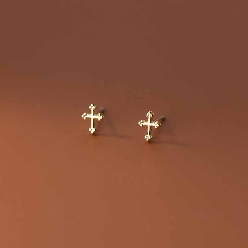 S925 Silver Cross Stud Earrings for Women Vintage Personality Jewelry Couple Date Party Gift New Fashion Accessories