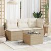 VidaXL Table de Jardin dessus en Verre, Table Basse, Meuble de Pique-Nique Terrasse Patio Balcon Cour Extérieur, Beige 366058