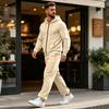 Men's Zip-Up Hoodie and Jogger Set with Multiple Pockets for Activewear