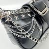 Vintage Y2K Schultertasche PU-Leder Silberne Kette Unterarmtasche Pendler Handtasche Damen
