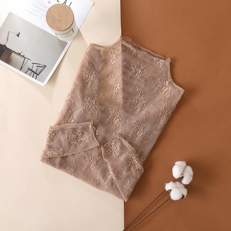 Spring/Autumn Luxury Lace Camisole Women’s Fitted Long-Sleeved Tulle Top – Sexy Underwear Top