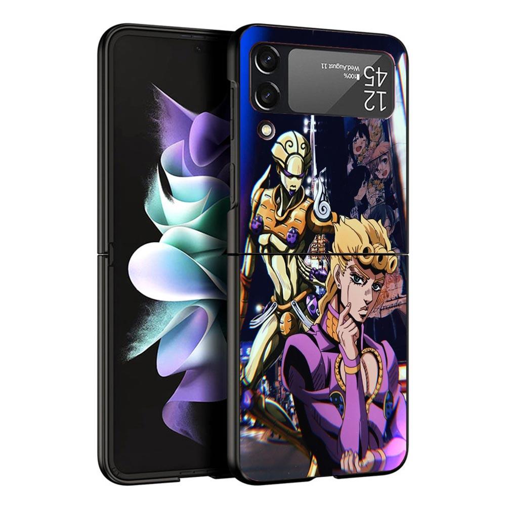 JoJo Adventure Giorno Giovanna Black Phone Case For Samsung ZFlip7 ZFlip6 ZFlip5 ZFlip4 ZFlip3 5G Hard Protective Galaxy Z Flip