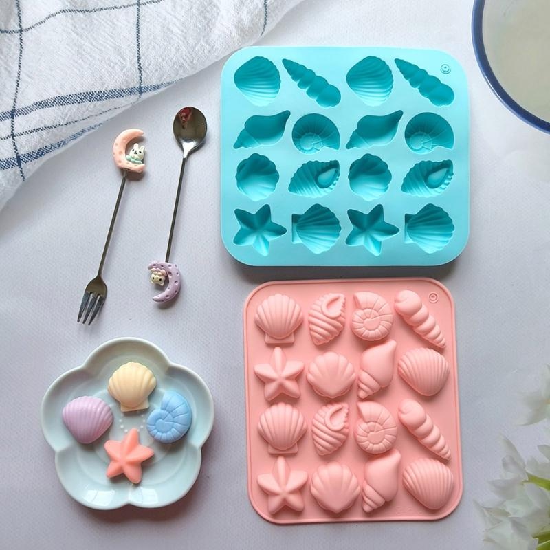 Nonstick Heat Resistant Silicone Baking Molds 16 Cavity Shell Starfishes Chocolate Cake Candy Mould Kitchen Gadget