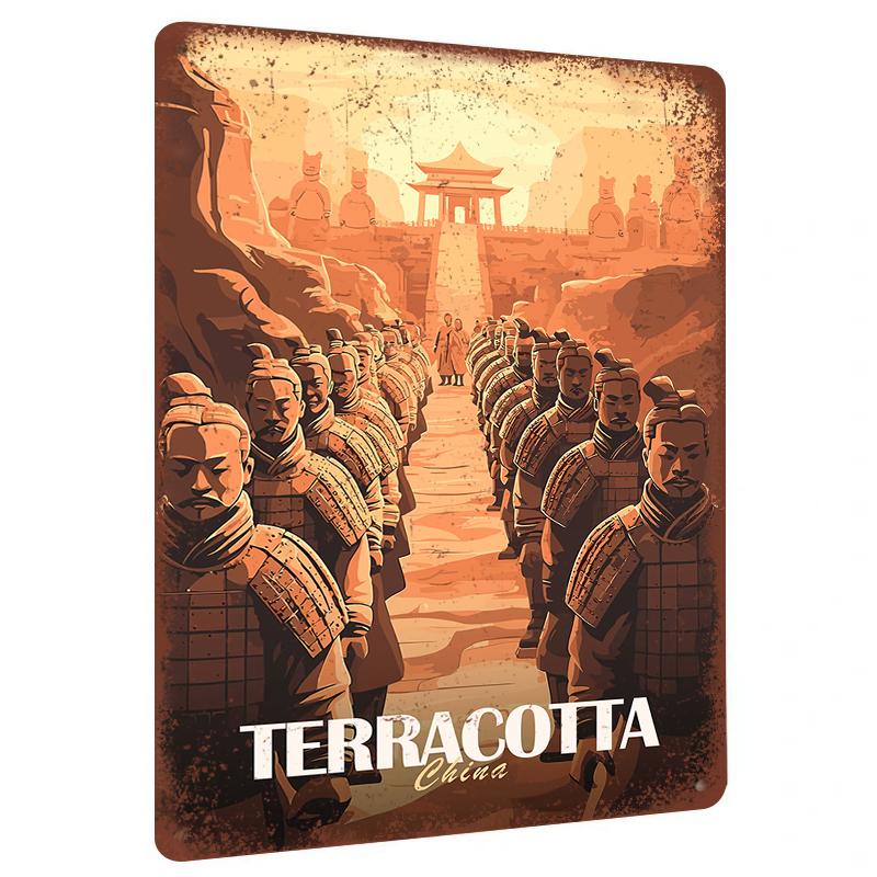 Terracotta Warriors Iron Painting Ancient Chinese History Art Home Decor Wall Hanging Decoration 20x30cm(7.8x11.8inch)