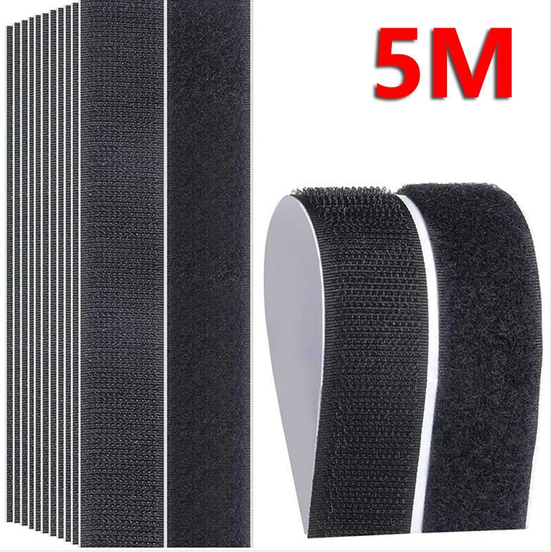 5M 20/25/30/50mm width Magic tap selfadhesive hook and loop fastener nylon sticker disks velcro tape sewing adhesive with glue