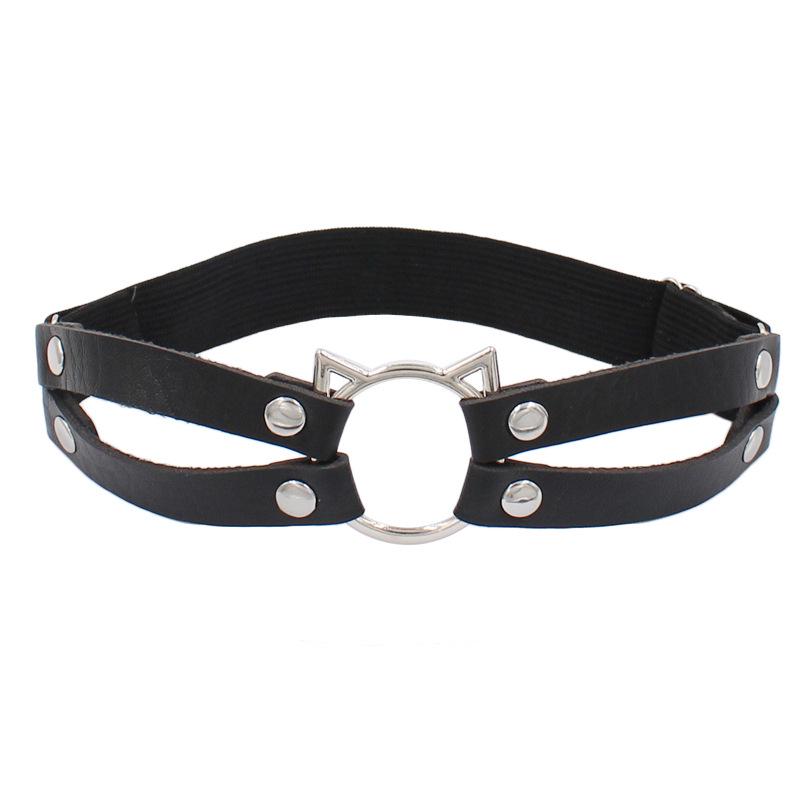 

Зажим для чулок из искусственной кожи с головой кошки в стиле Харадзюку One Size чёрный