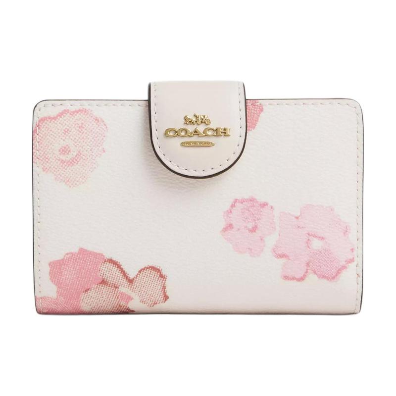 

COACH old Logo Snap Button Closure Coated Canvas Wallet Women s Chalk White Multicolor Chalk white multicolor золотий